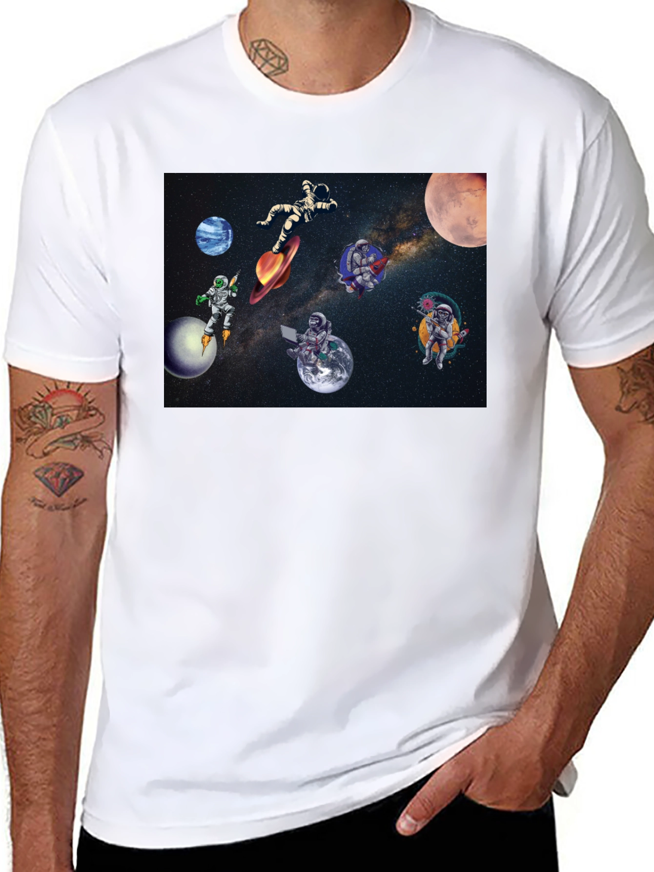 Astronaut Galaxy Black T-Shirt