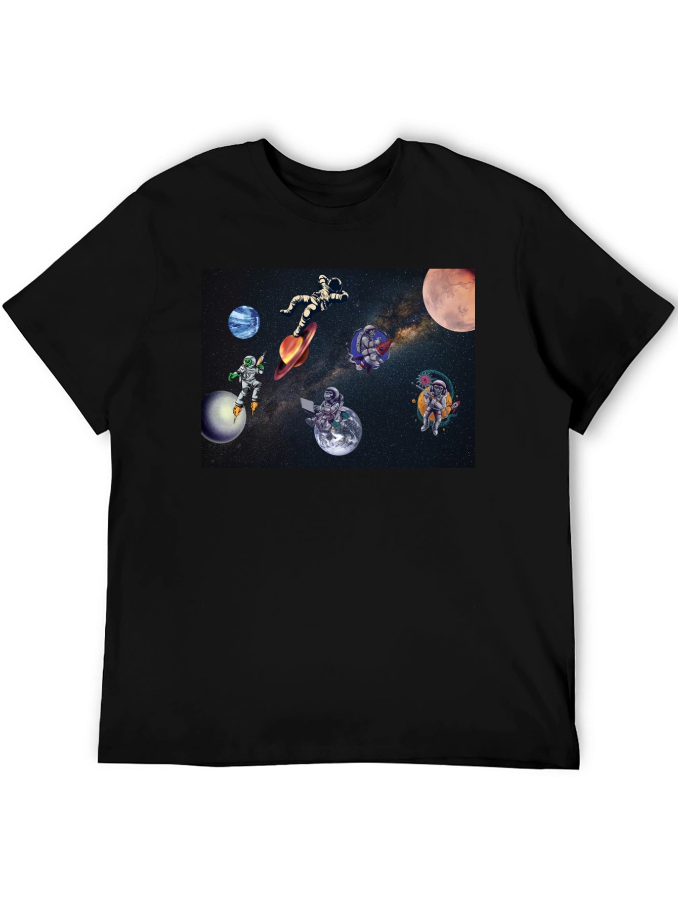 Astronaut Galaxy Black T-Shirt
