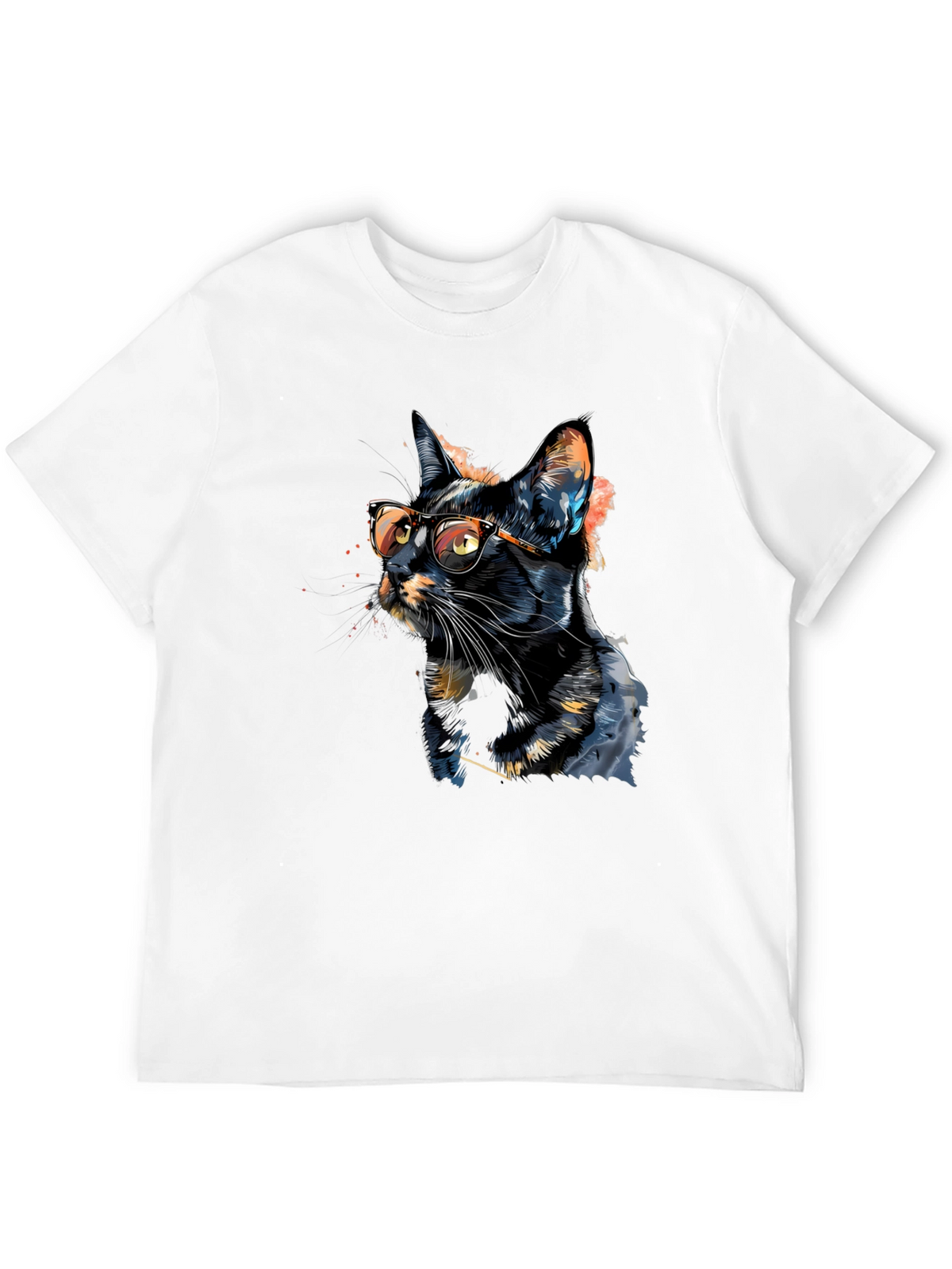 Cool Cat T-Shirt - Artistic Design Black Tee