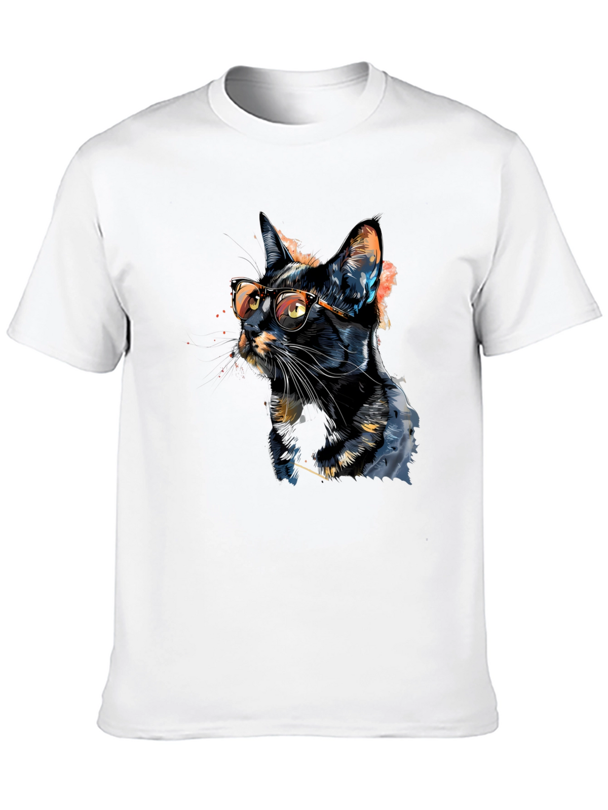 Cool Cat T-Shirt - Artistic Design Black Tee