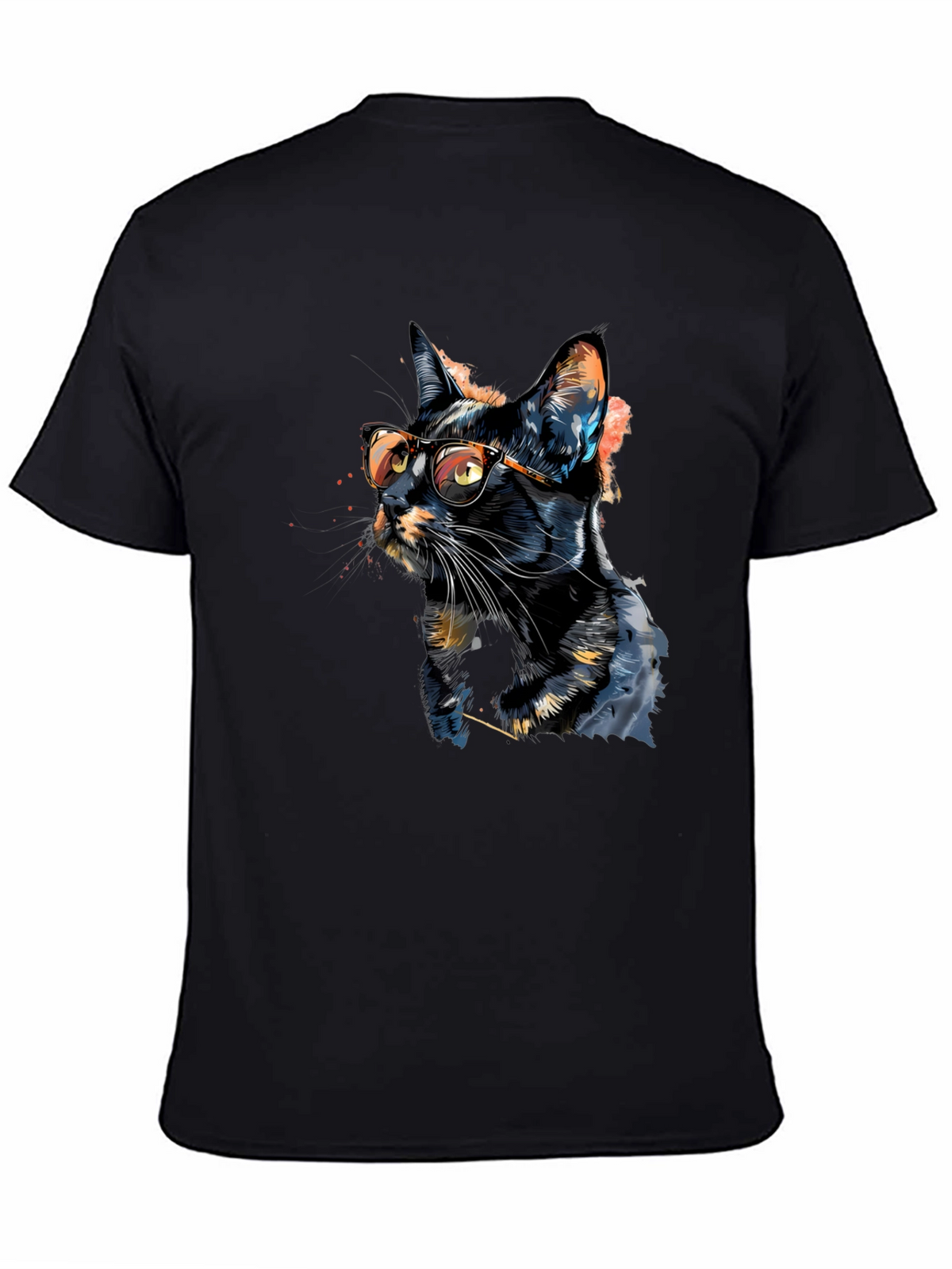 Cool Cat T-Shirt - Artistic Design Black Tee