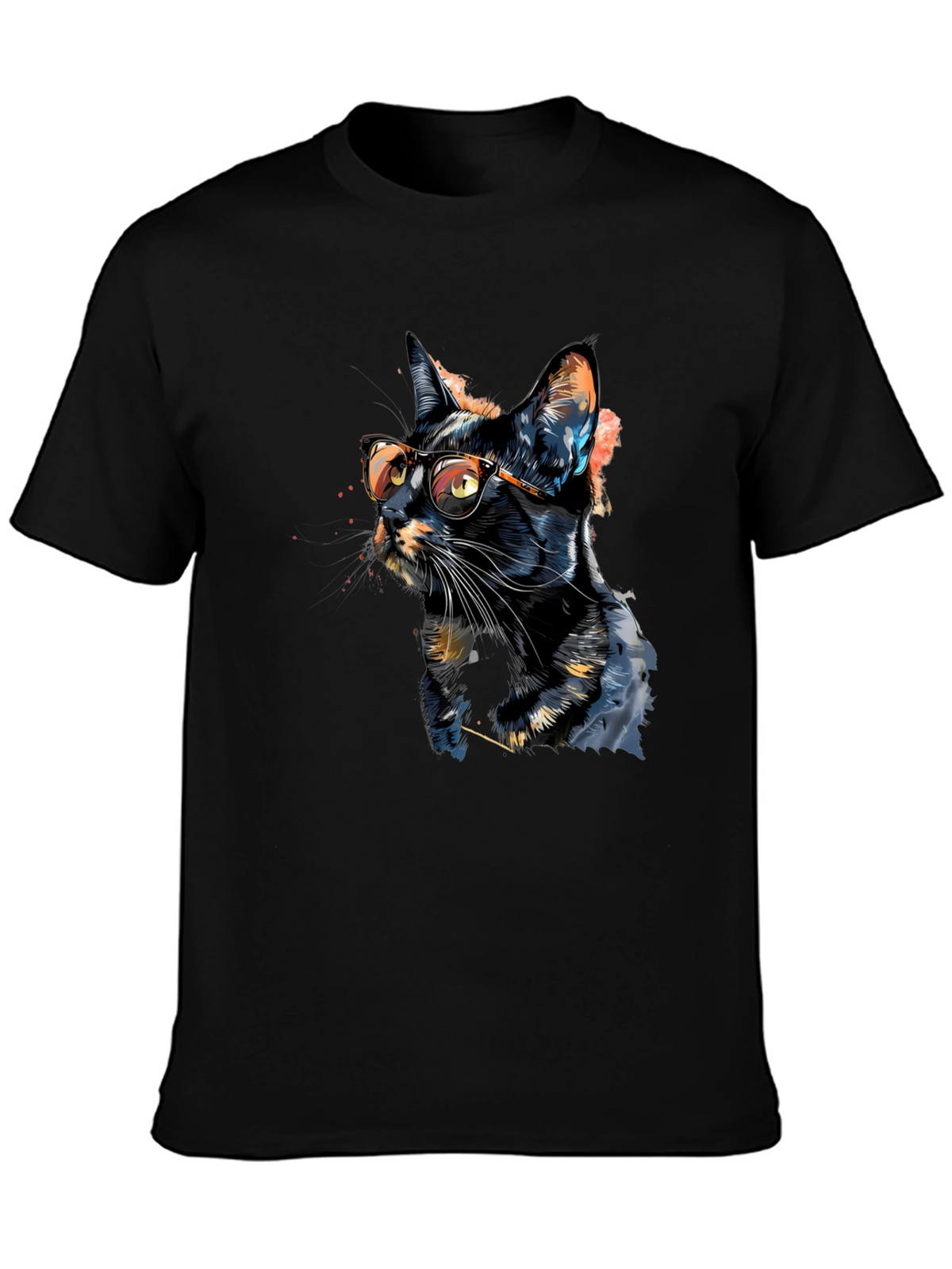 Cool Cat T-Shirt - Artistic Design Black Tee
