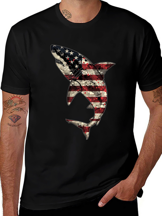 Patriotic Shark T-Shirt - USA Flag Design