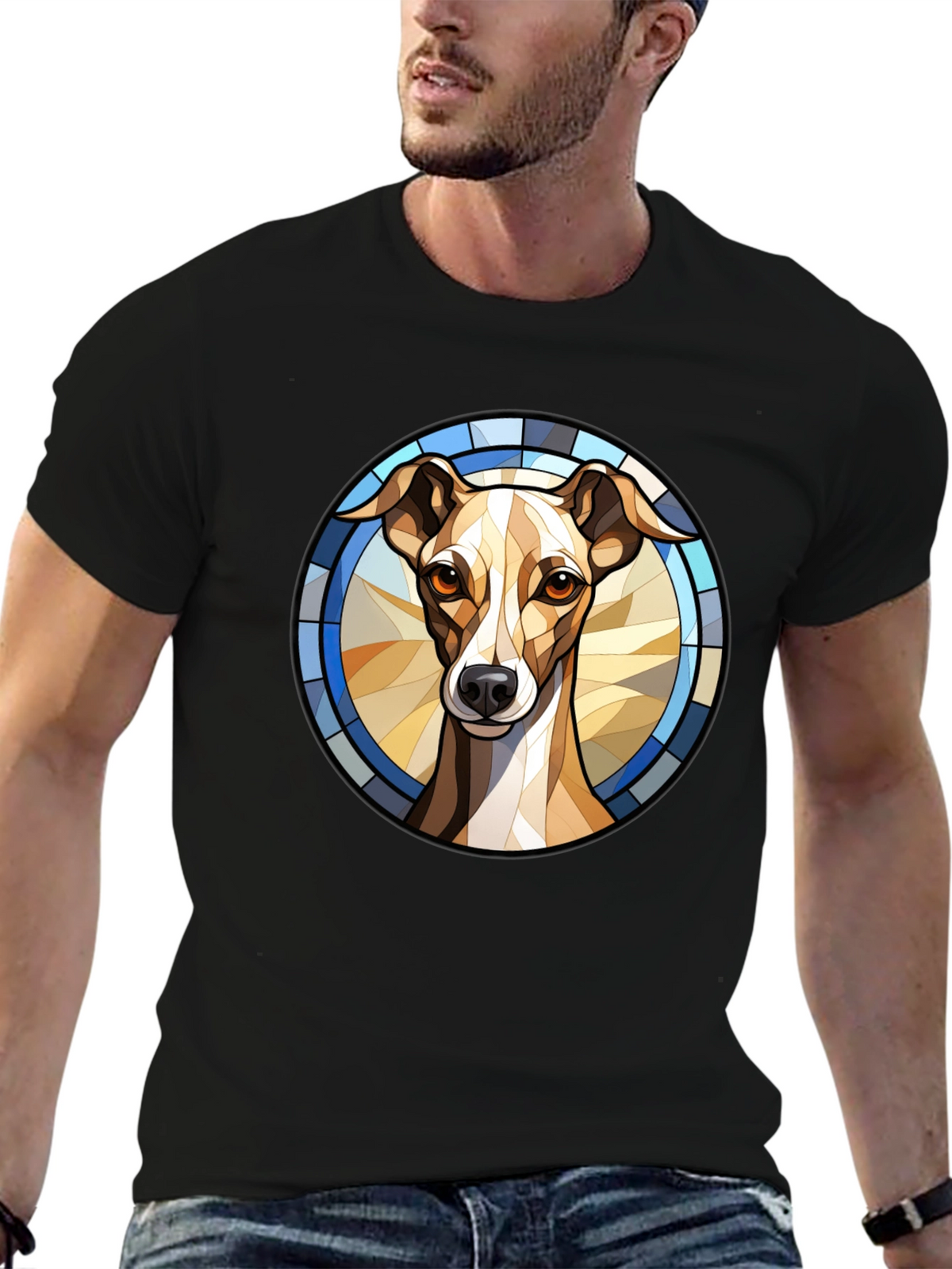 Dog Stained Glass Style Graphic Tee