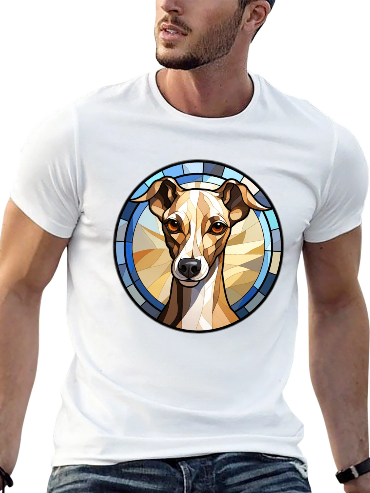 Dog Stained Glass Style Graphic Tee