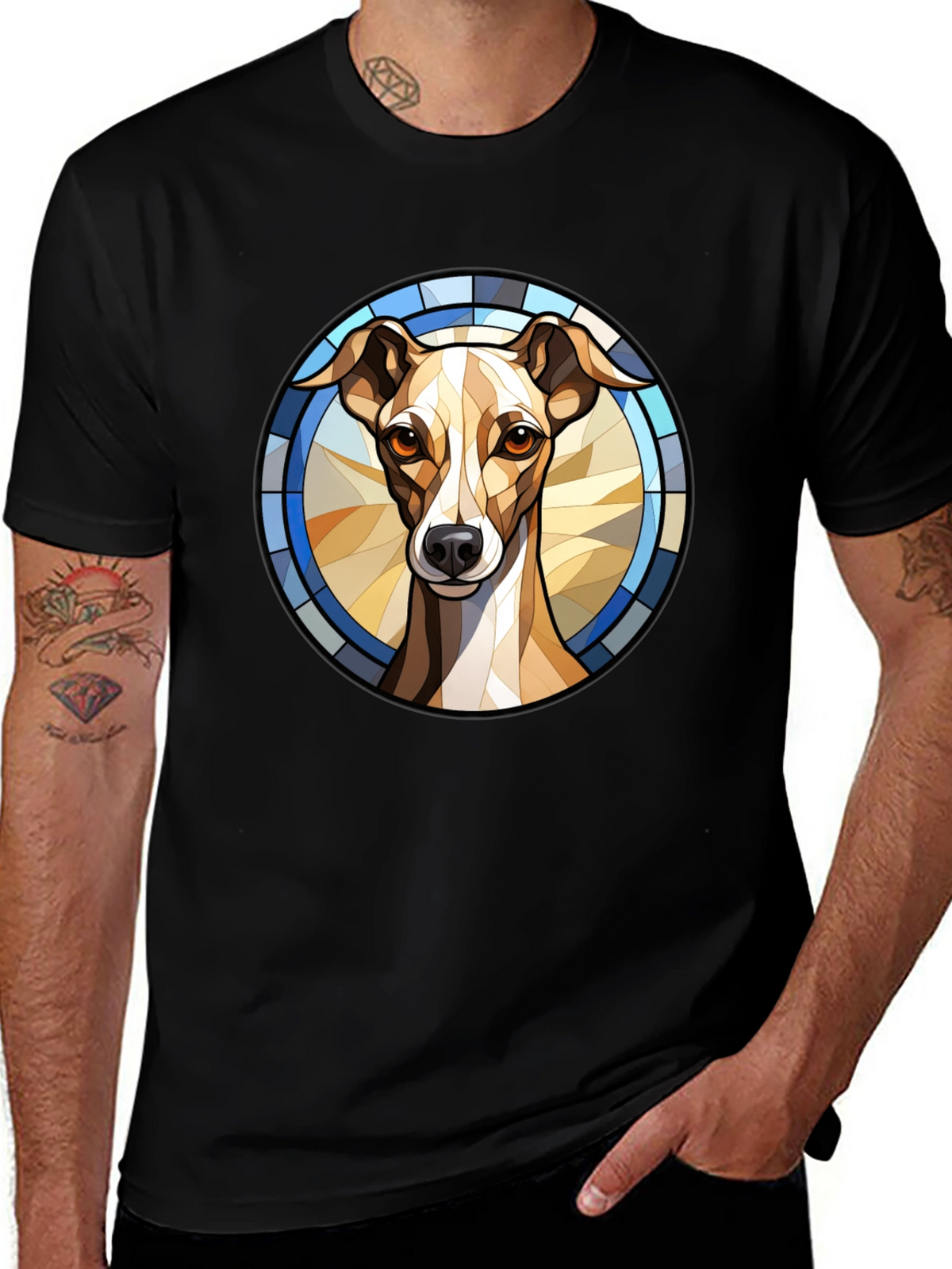 Dog Stained Glass Style Graphic Tee