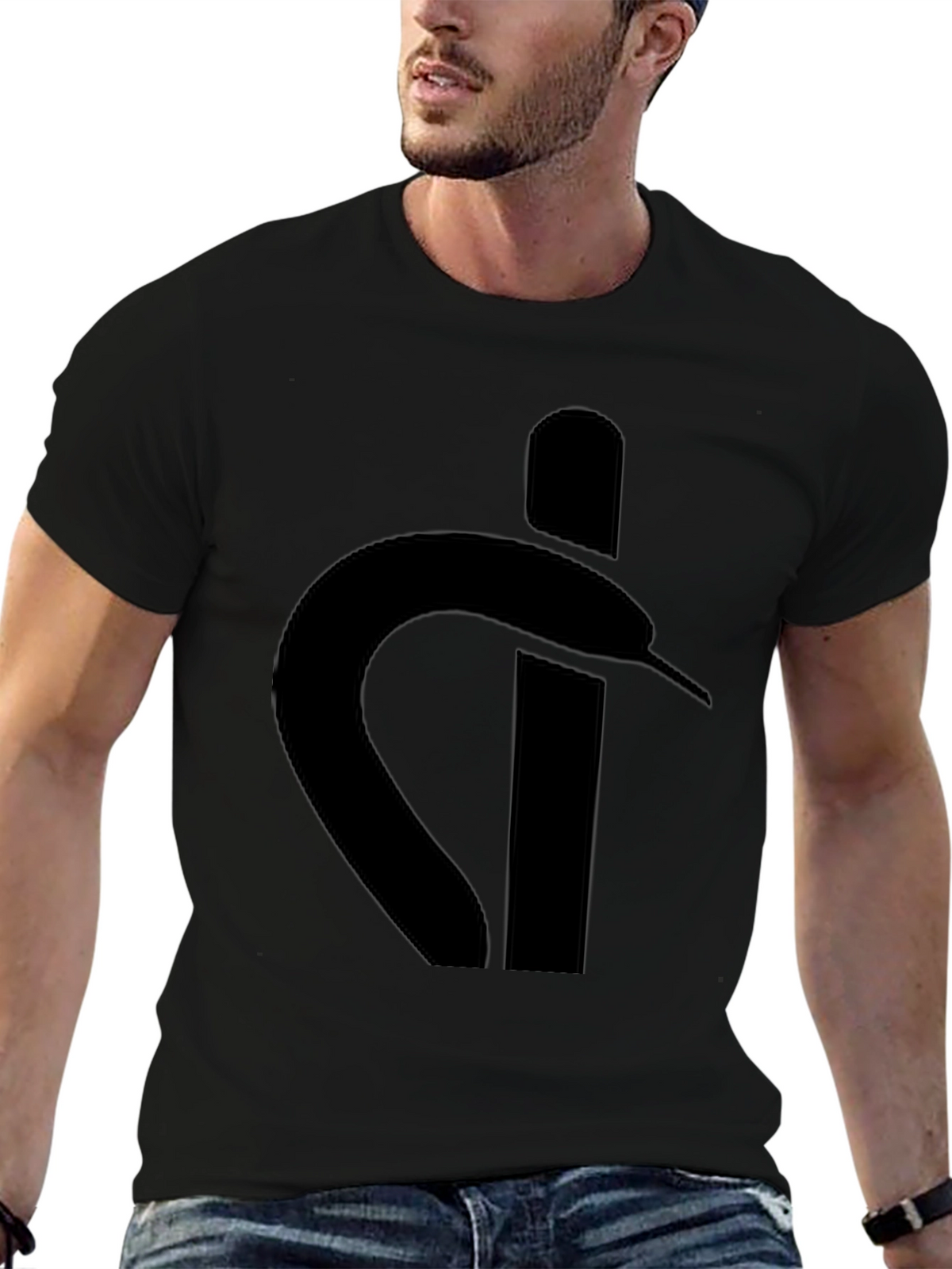 Stylish Black Graphic Tee - Snake Logo
