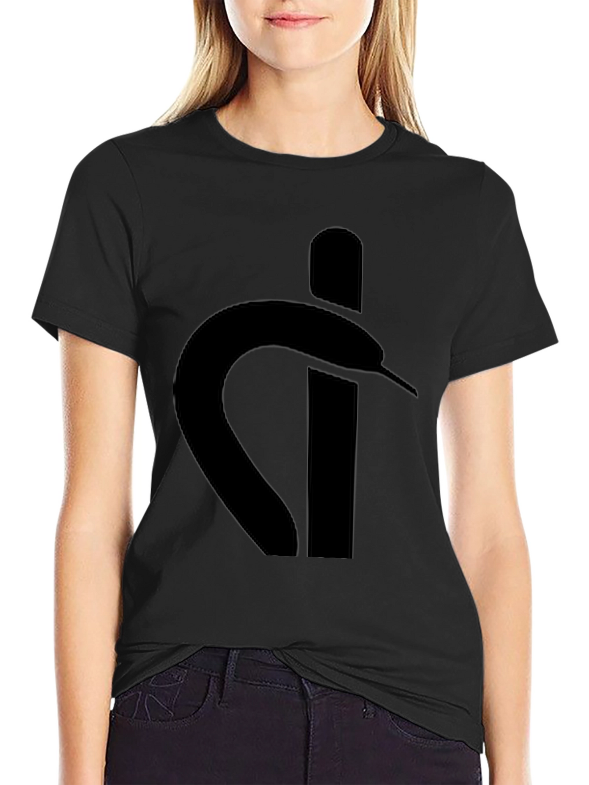 Stylish Black Graphic Tee - Snake Logo