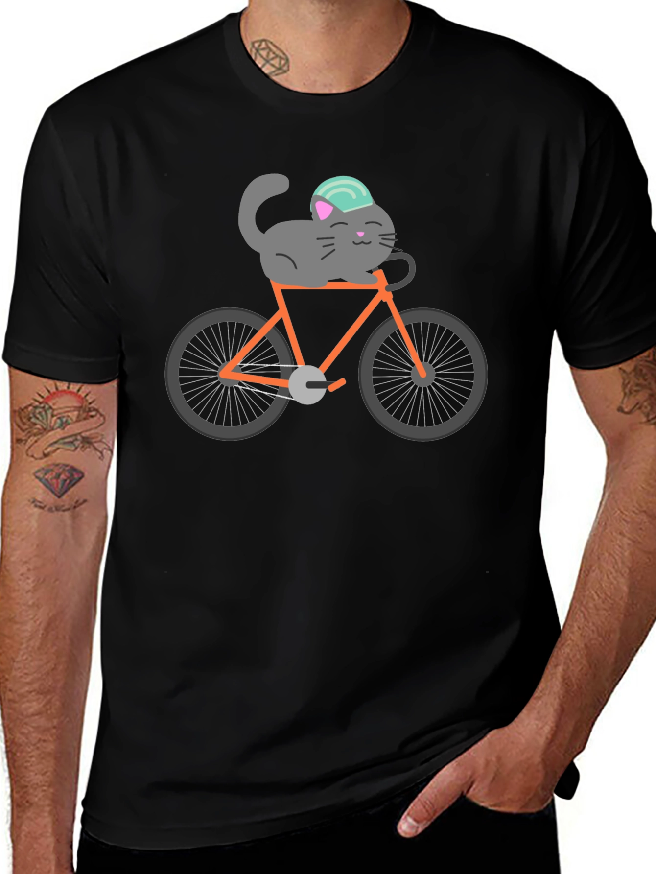 Cat on Bike Graphic Tee