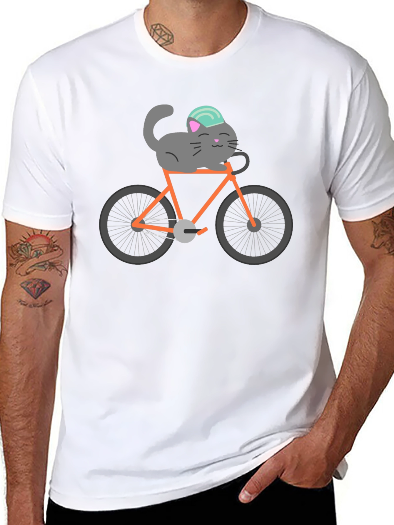 Cat on Bike Graphic Tee