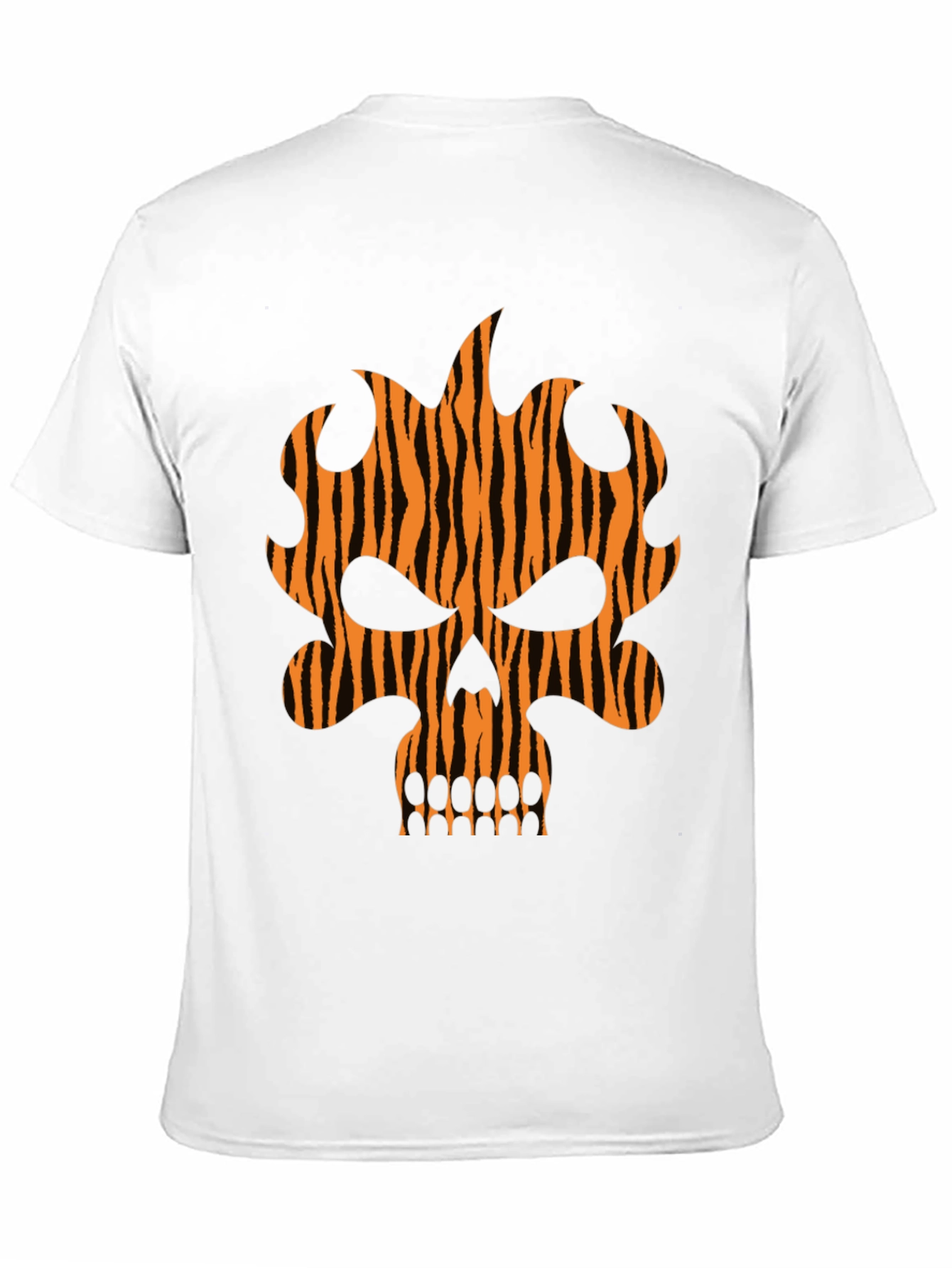 Tiger Stripe Skull Graphic Black T-Shirt