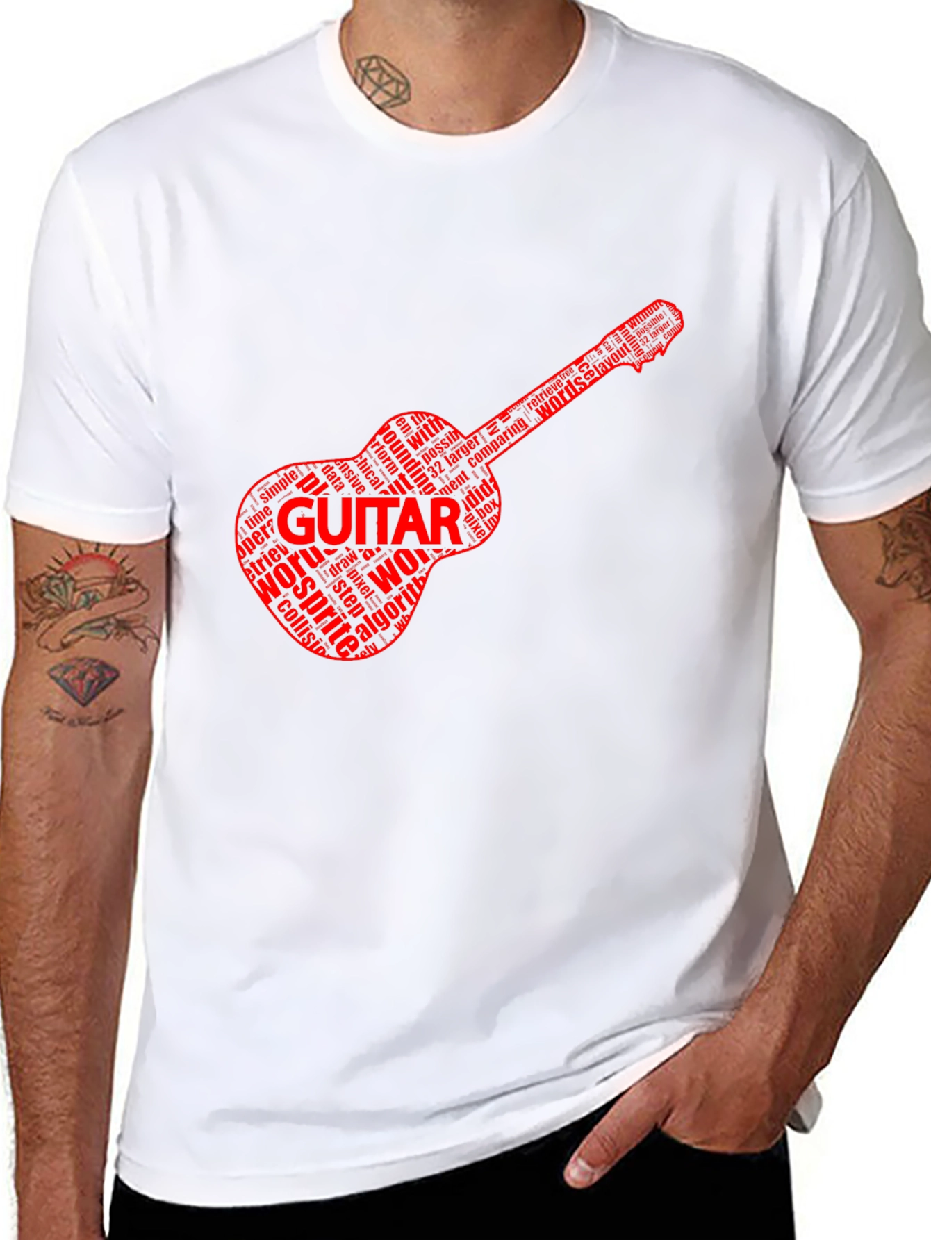 Guitar Word Art Black T-Shirt