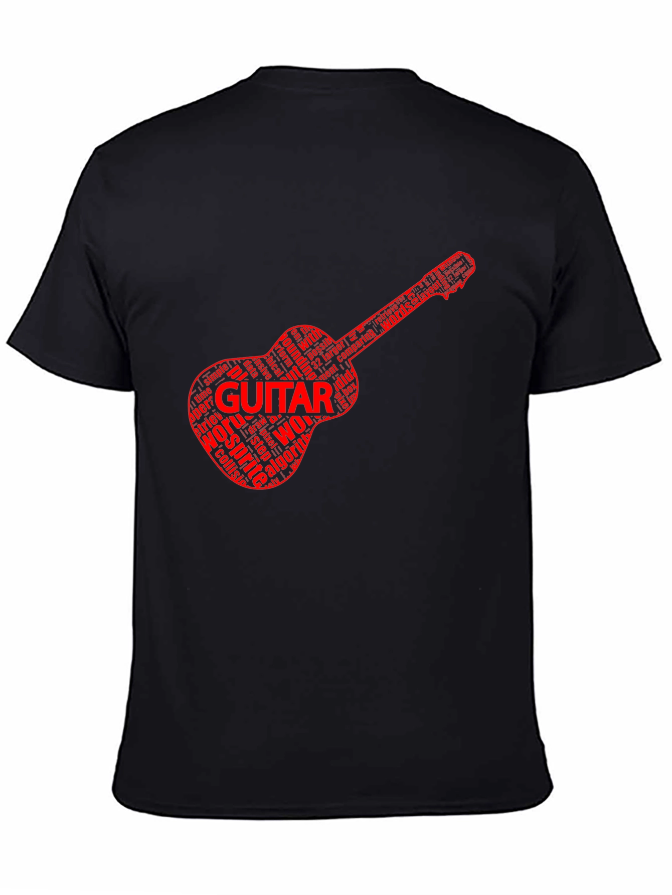 Guitar Word Art Black T-Shirt