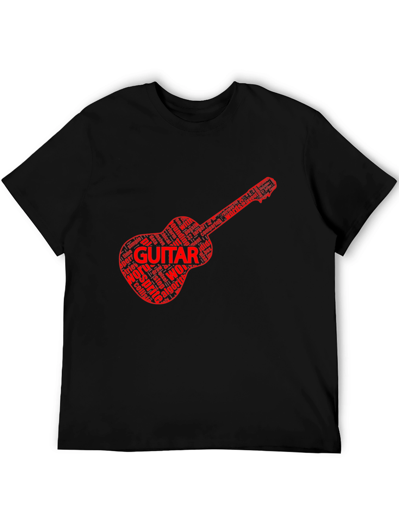 Guitar Word Art Black T-Shirt