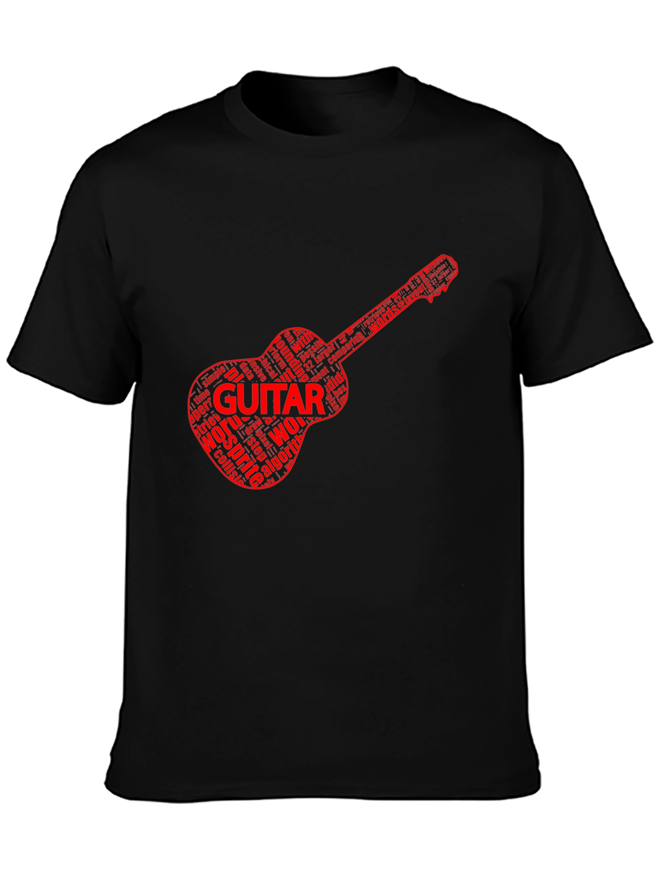 Guitar Word Art Black T-Shirt