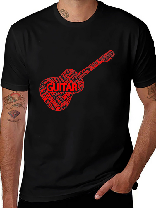 Guitar Word Art Black T-Shirt