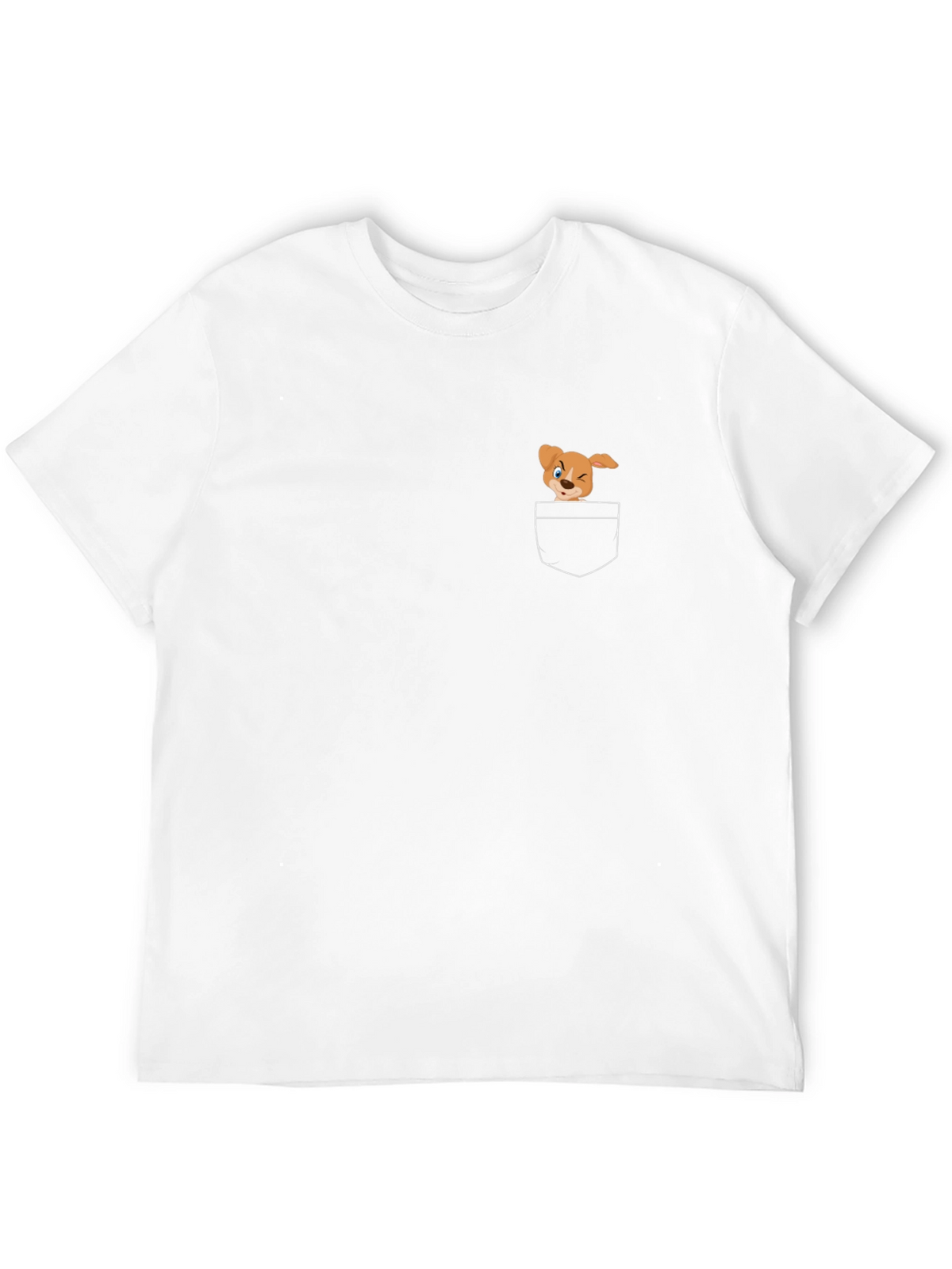 Black T-Shirt with Cute Cartoon Dog Pocket Design