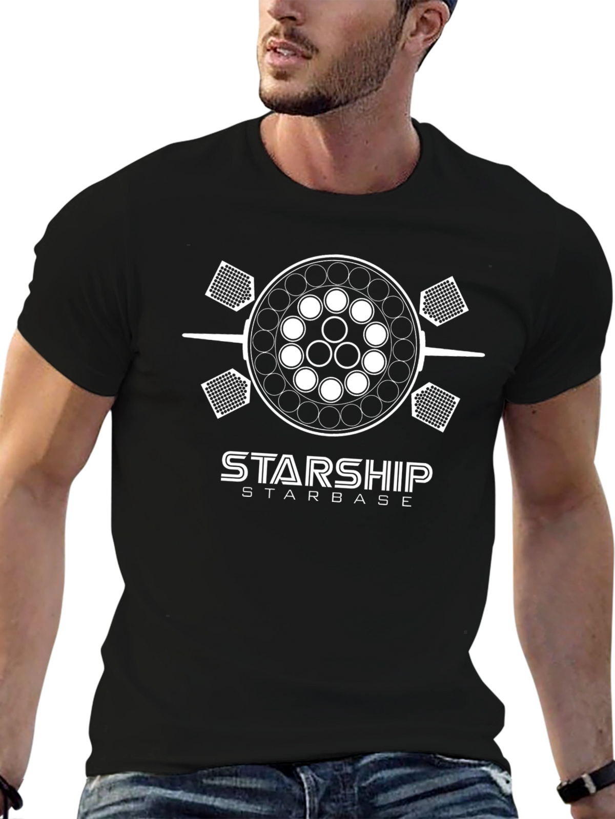 Starship Starbase Black T-Shirt - Space Exploration Tee