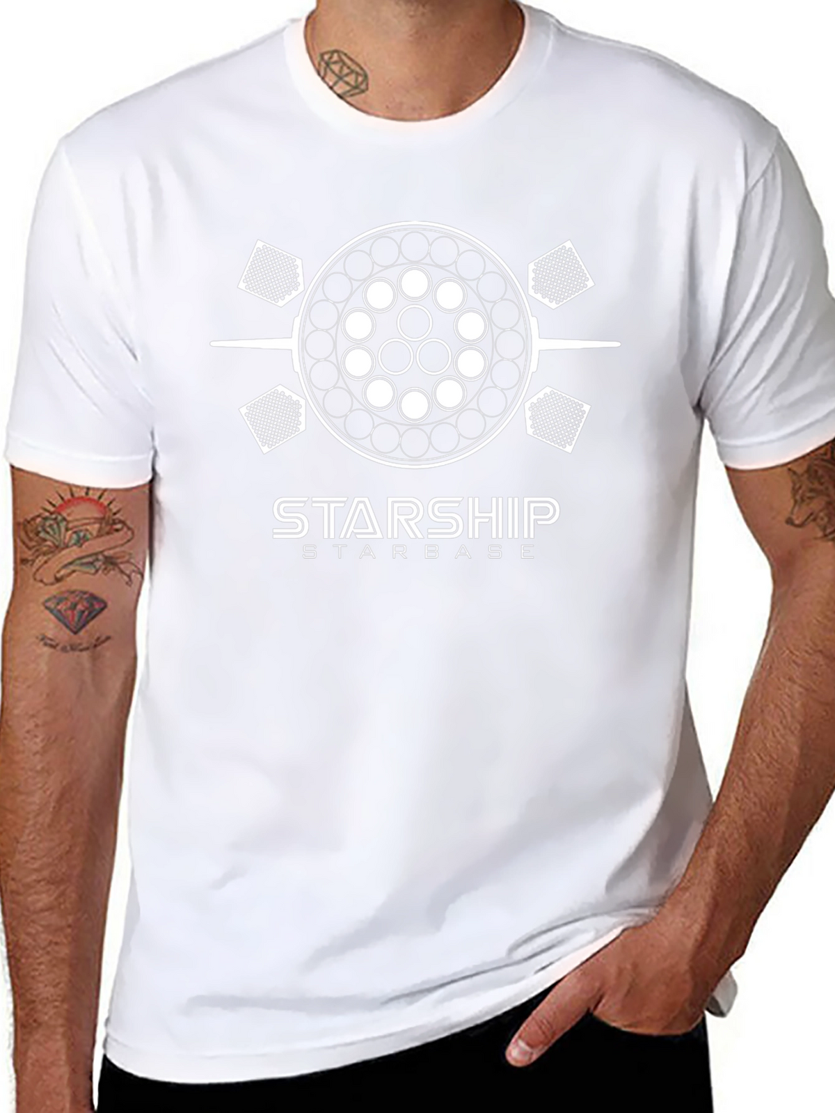 Starship Starbase Black T-Shirt - Space Exploration Tee