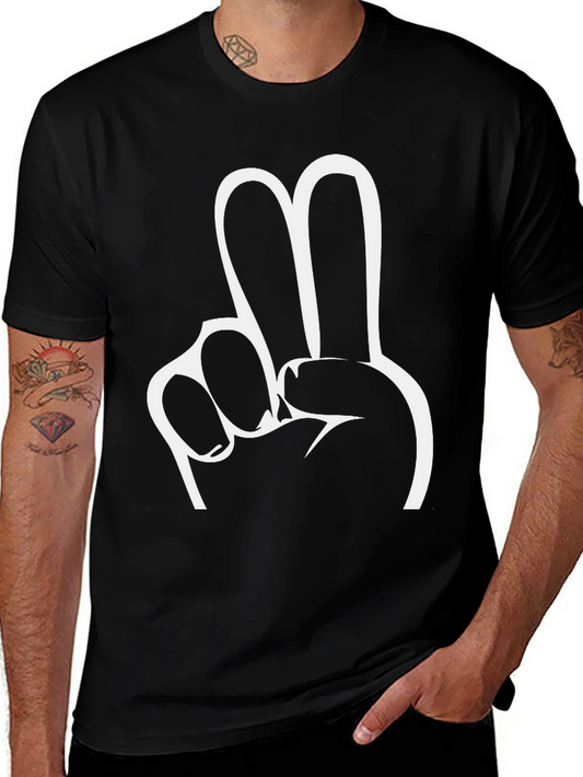 Peace Sign Graphic Tee - Black Cotton