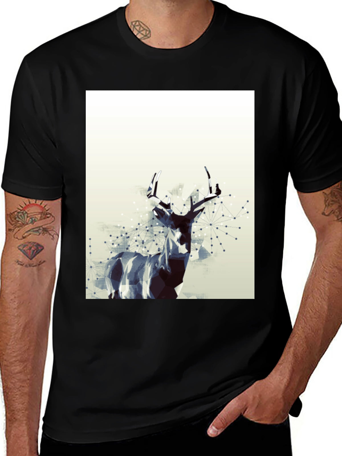 Geometric Deer Graphic T-Shirt - Modern Art Tee