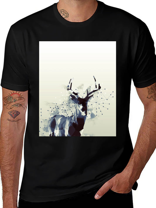 Geometric Deer Graphic T-Shirt - Modern Art Tee