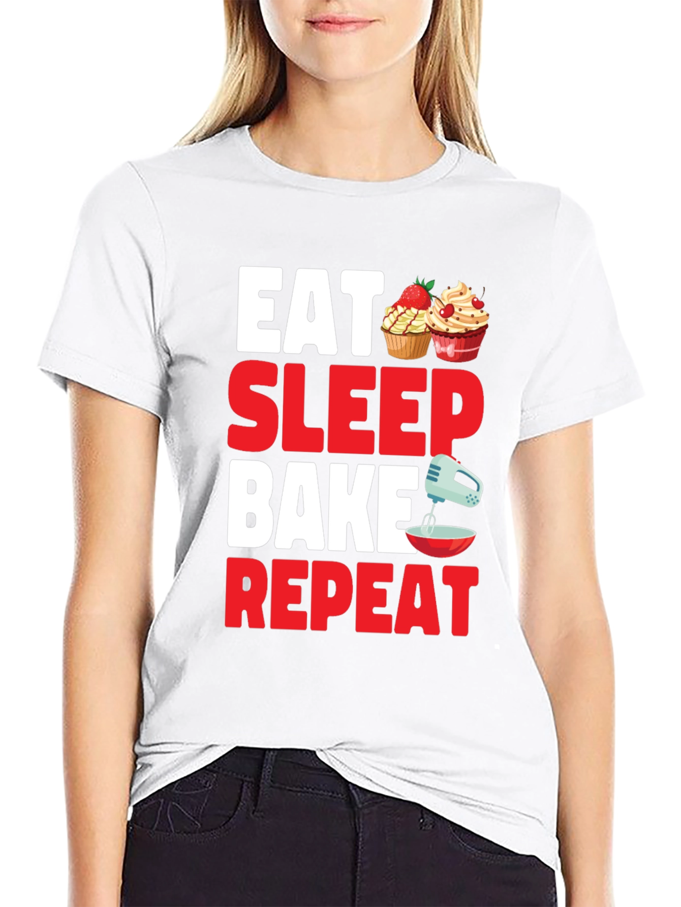 Eat Sleep Bake Repeat Graphic Tee