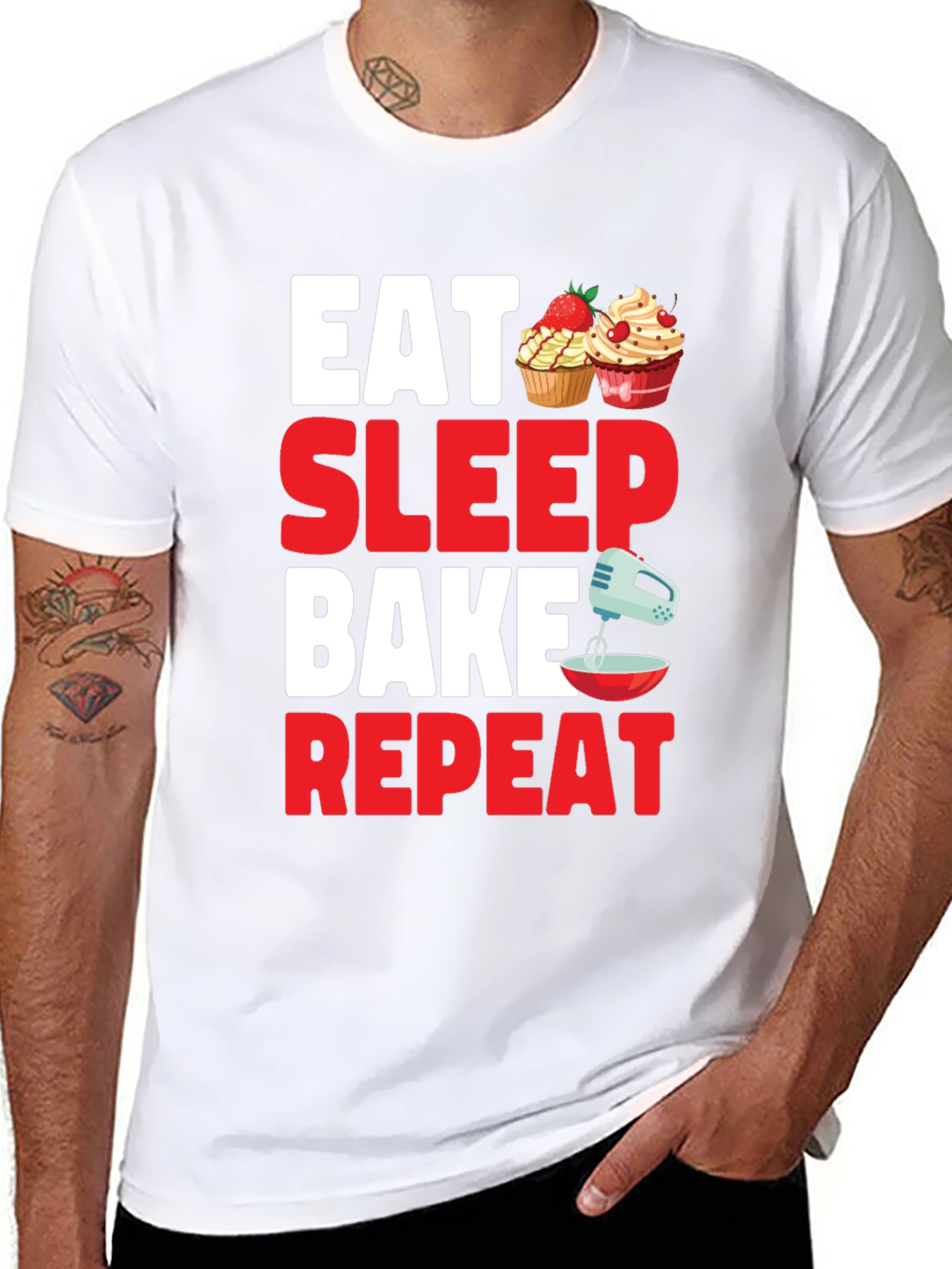 Eat Sleep Bake Repeat Graphic Tee