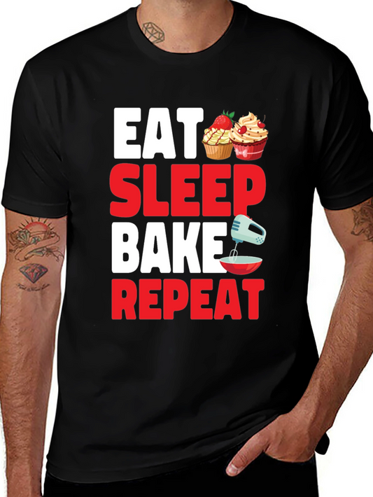 Eat Sleep Bake Repeat Graphic Tee