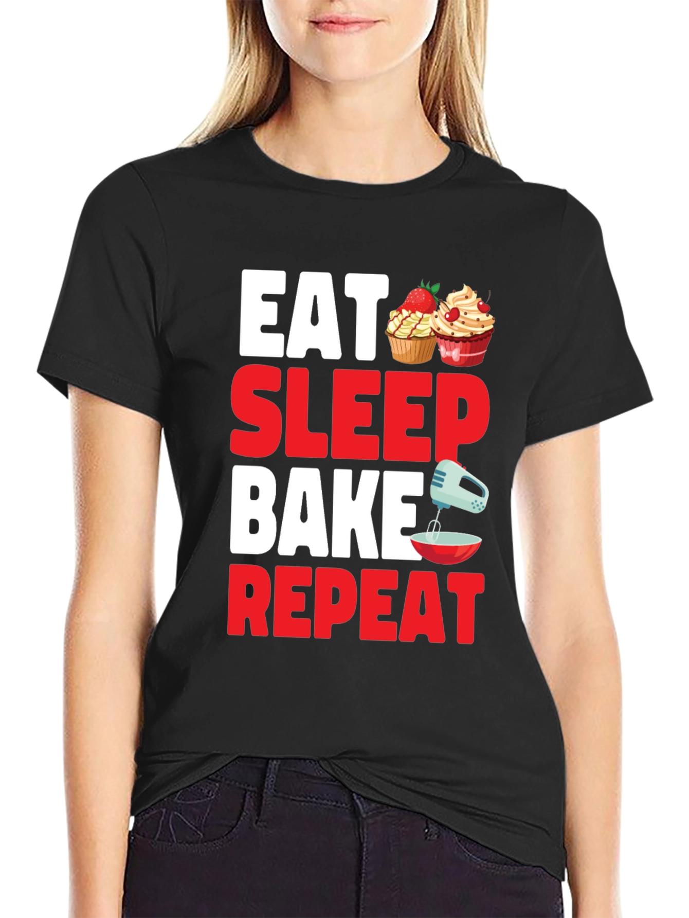 Eat Sleep Bake Repeat Graphic Tee
