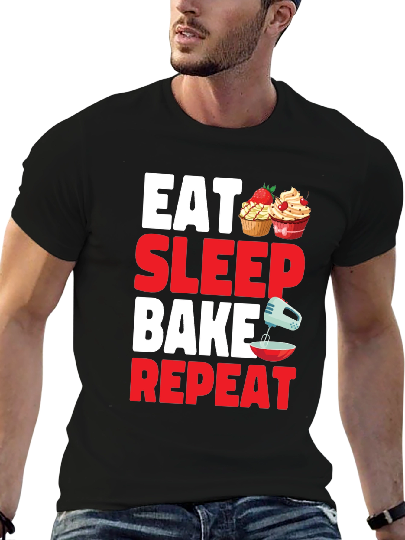 Eat Sleep Bake Repeat Graphic Tee