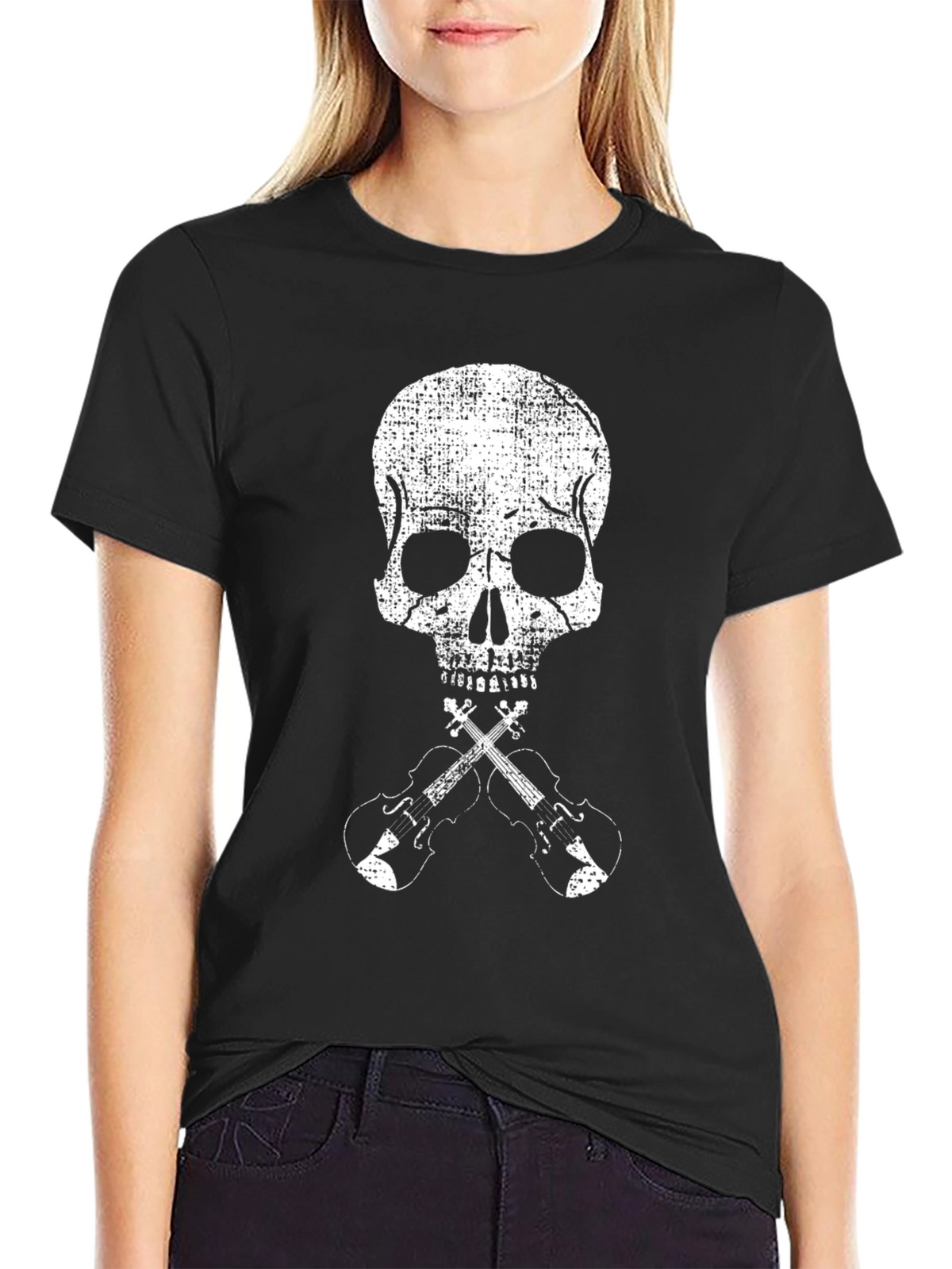 Skull & Crossed Violins Graphic Tee