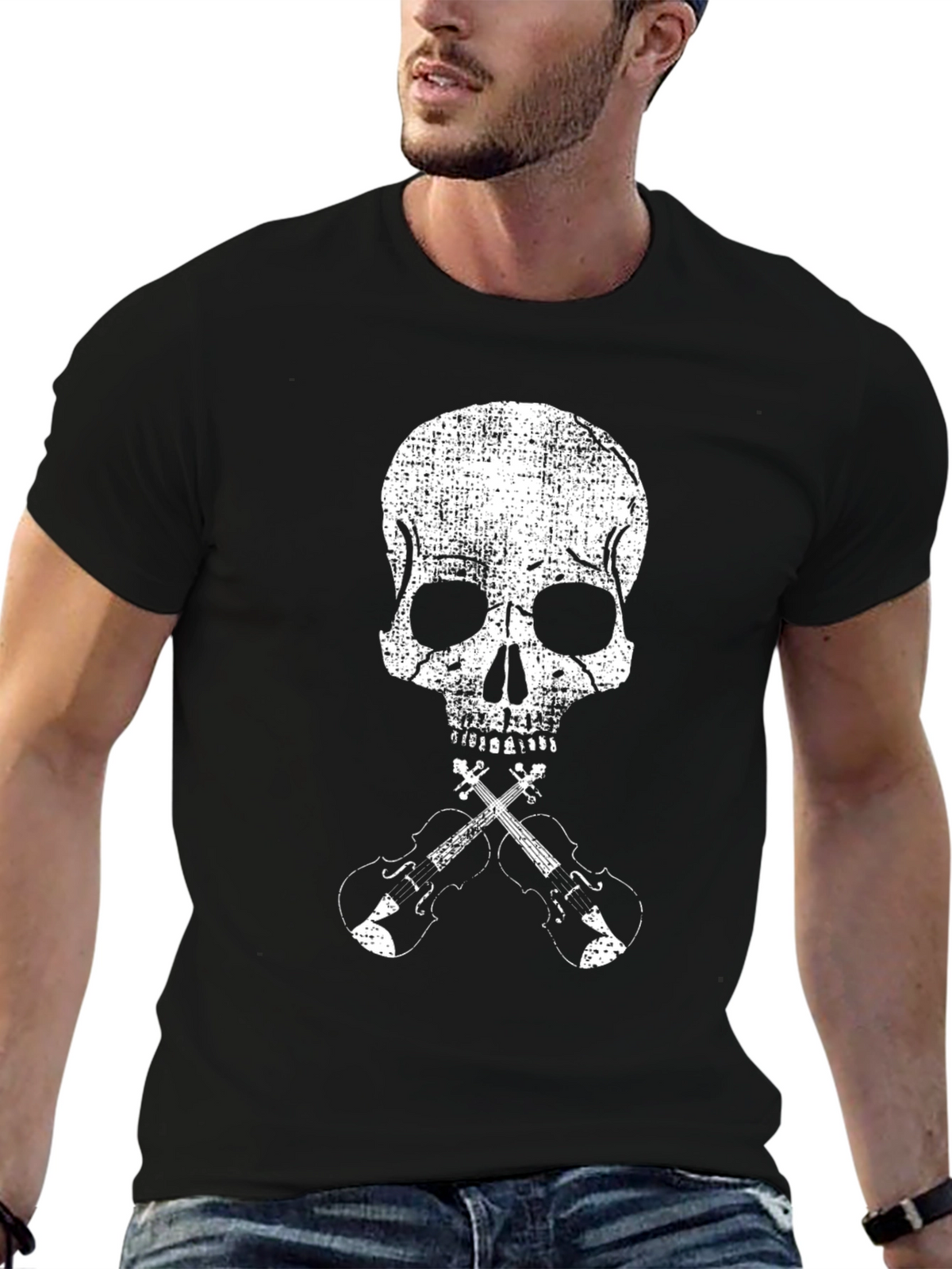 Skull & Crossed Violins Graphic Tee