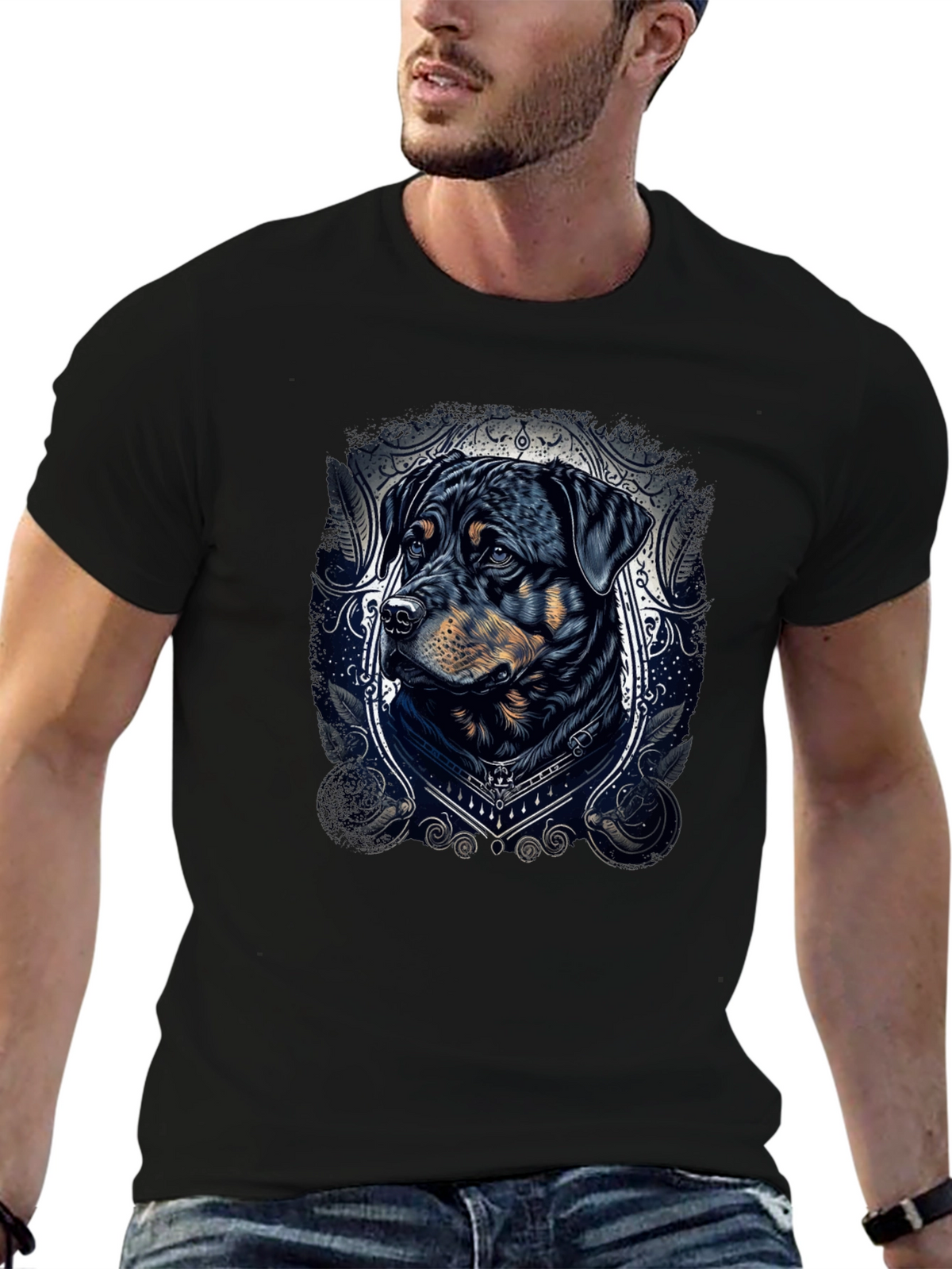 Rottweiler Dog Graphic Tee - Stylish Black T-Shirt