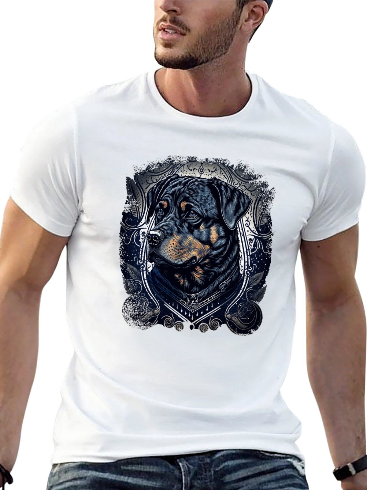 Rottweiler Dog Graphic Tee - Stylish Black T-Shirt