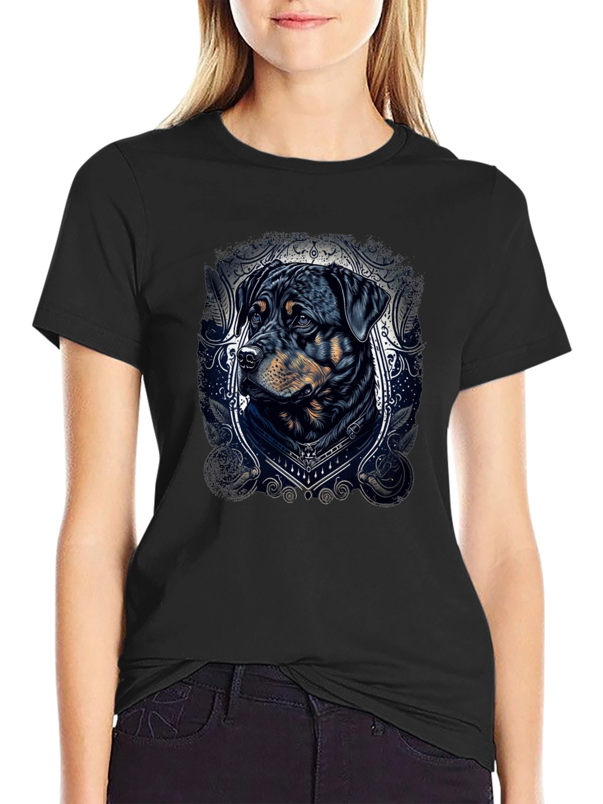 Rottweiler Dog Graphic Tee - Stylish Black T-Shirt