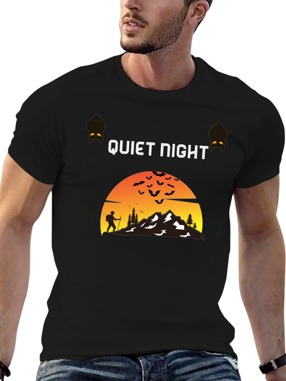 Quiet Night Hiker Mountain Graphic Tee