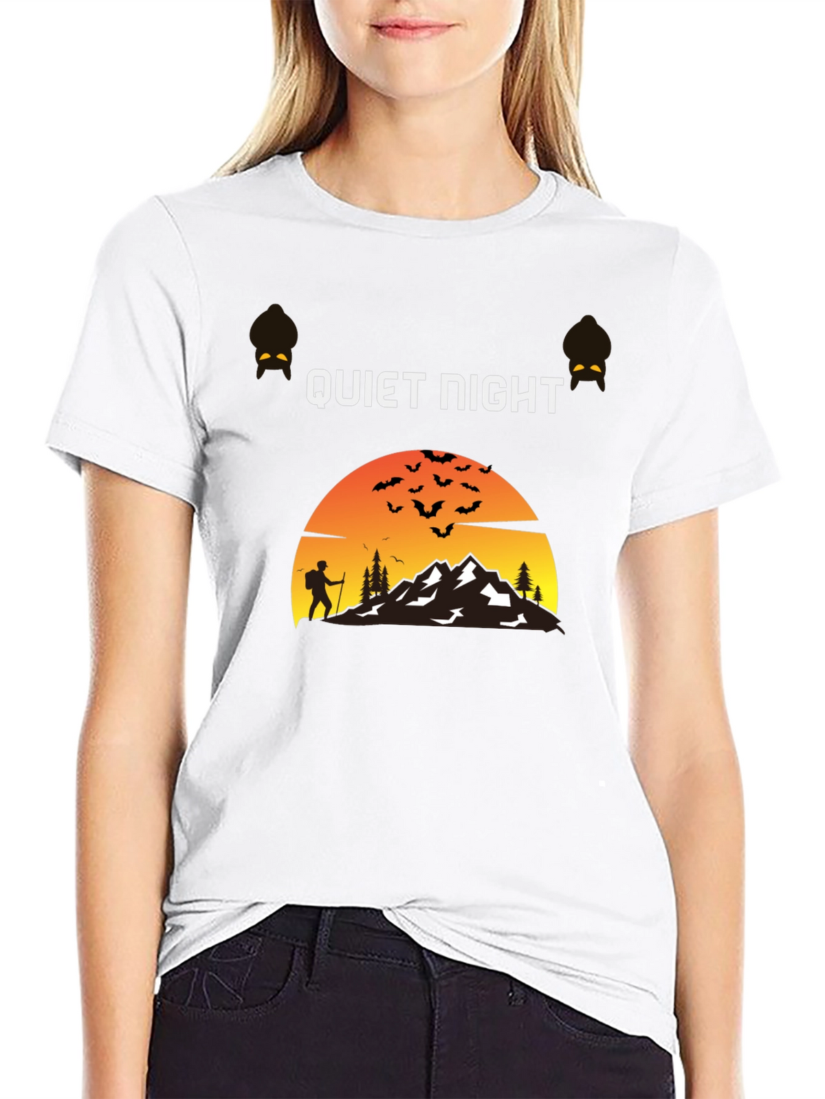 Quiet Night Hiker Mountain Graphic Tee