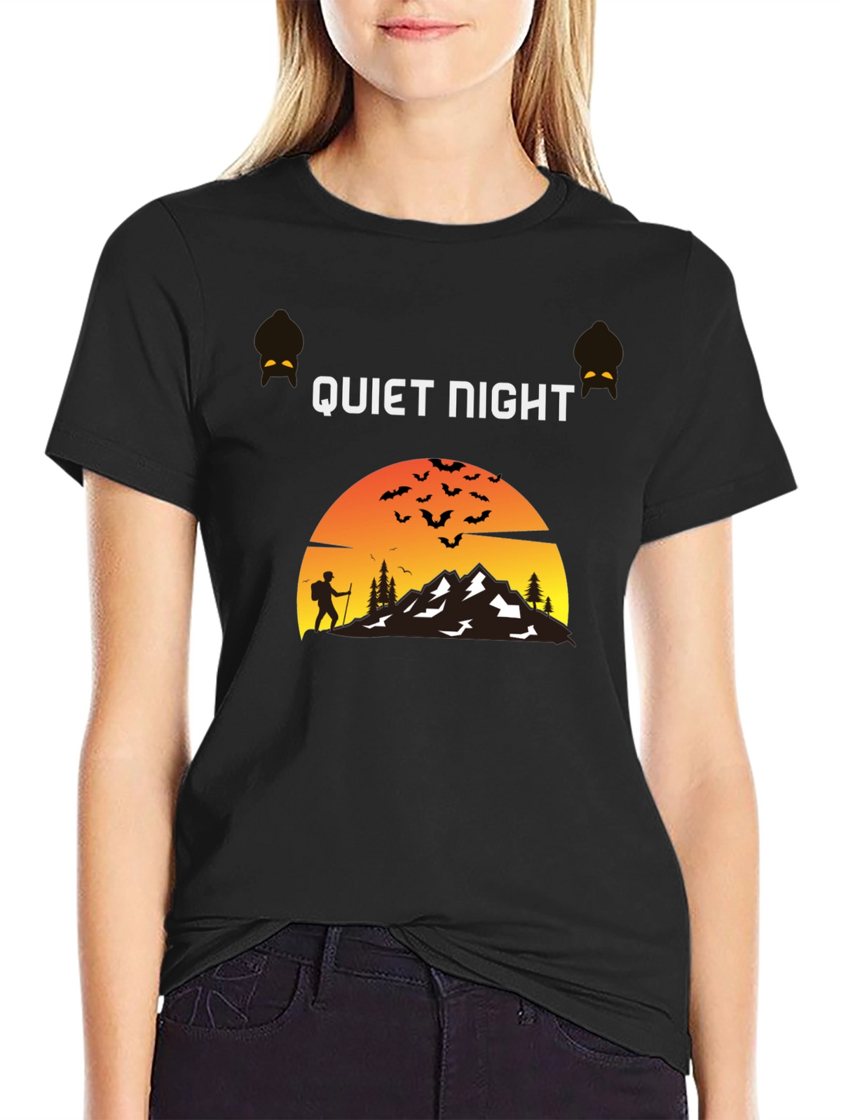 Quiet Night Hiker Mountain Graphic Tee