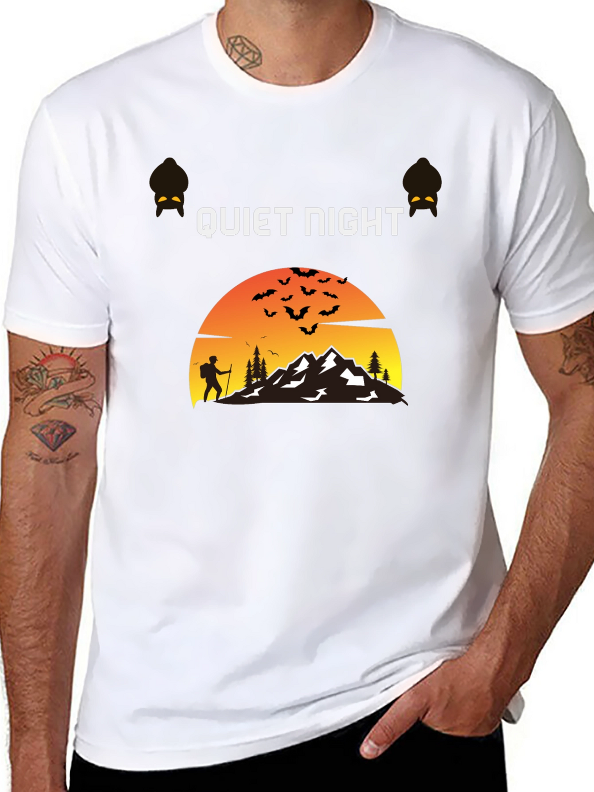 Quiet Night Hiker Mountain Graphic Tee