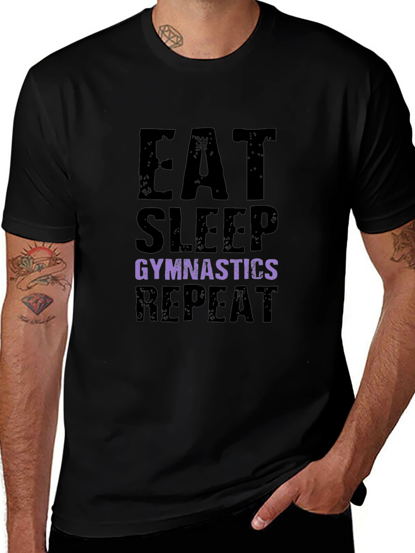 Eat Sleep Gymnastics Repeat Black T-Shirt