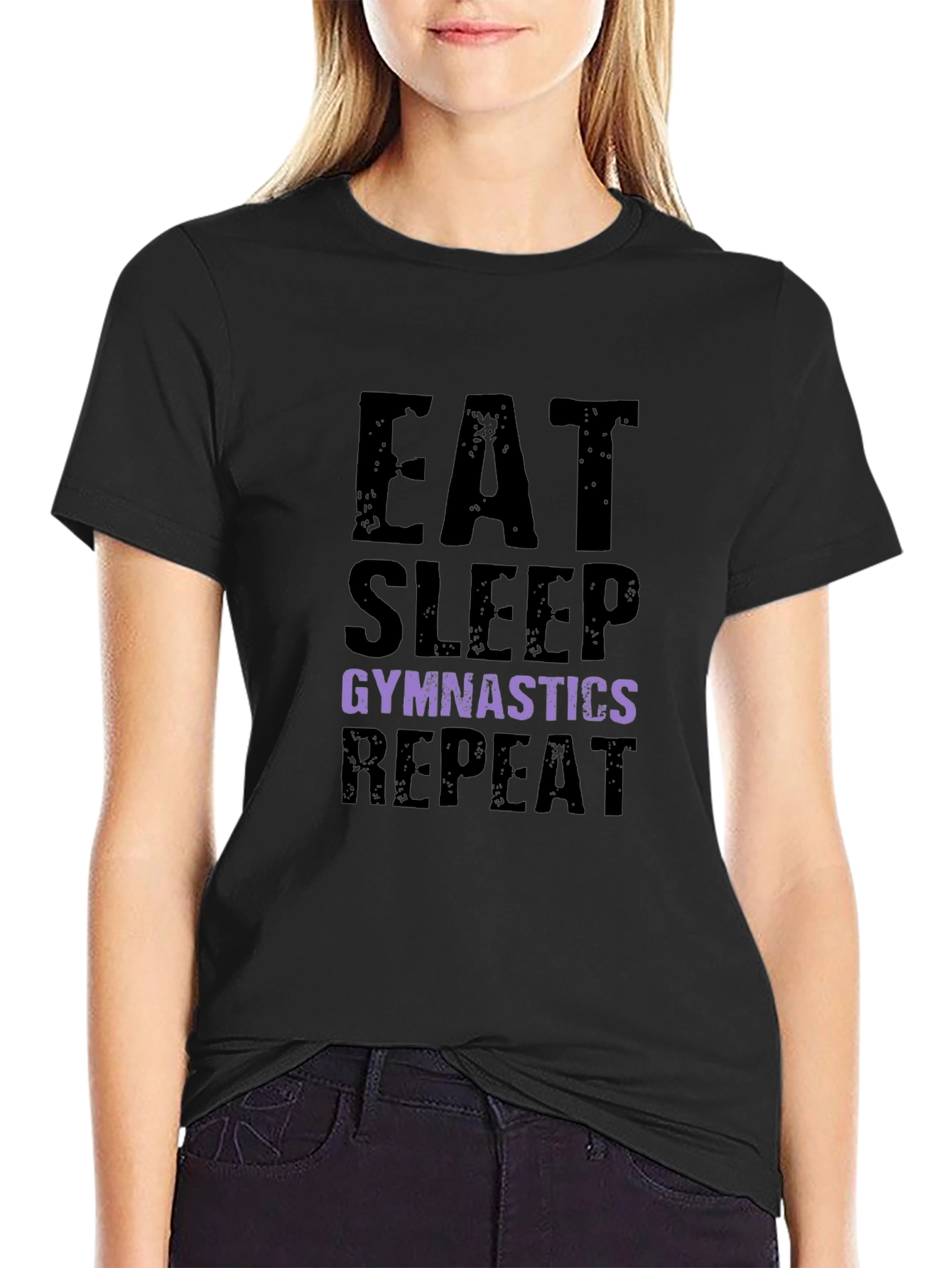 Eat Sleep Gymnastics Repeat Black T-Shirt