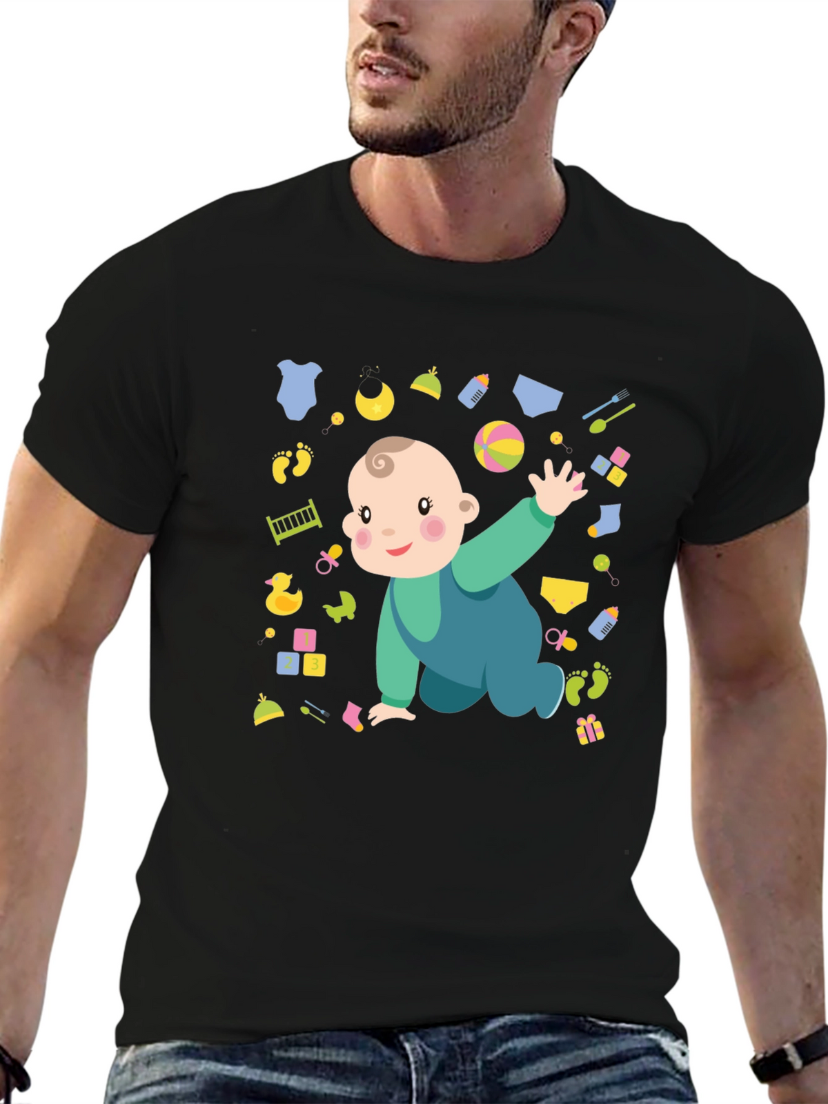 Cute Baby Graphic Print Mens T-Shirt
