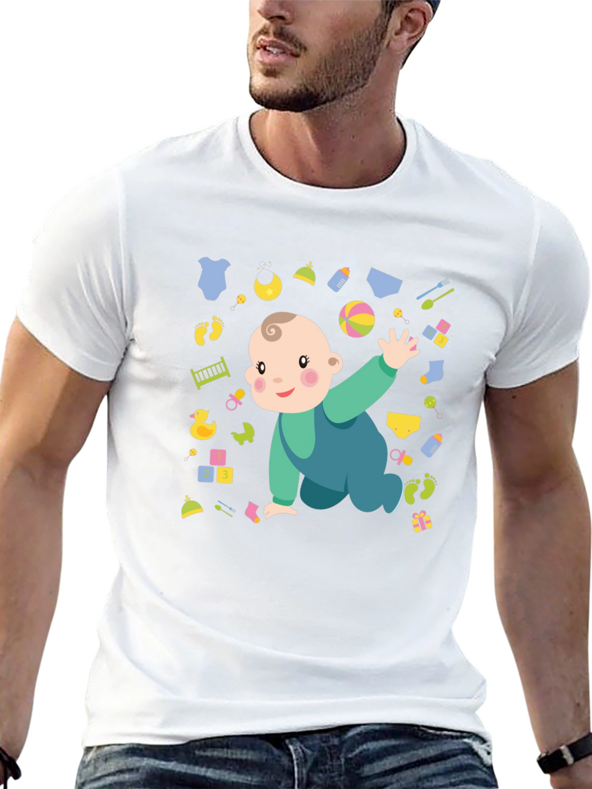 Cute Baby Graphic Print Mens T-Shirt
