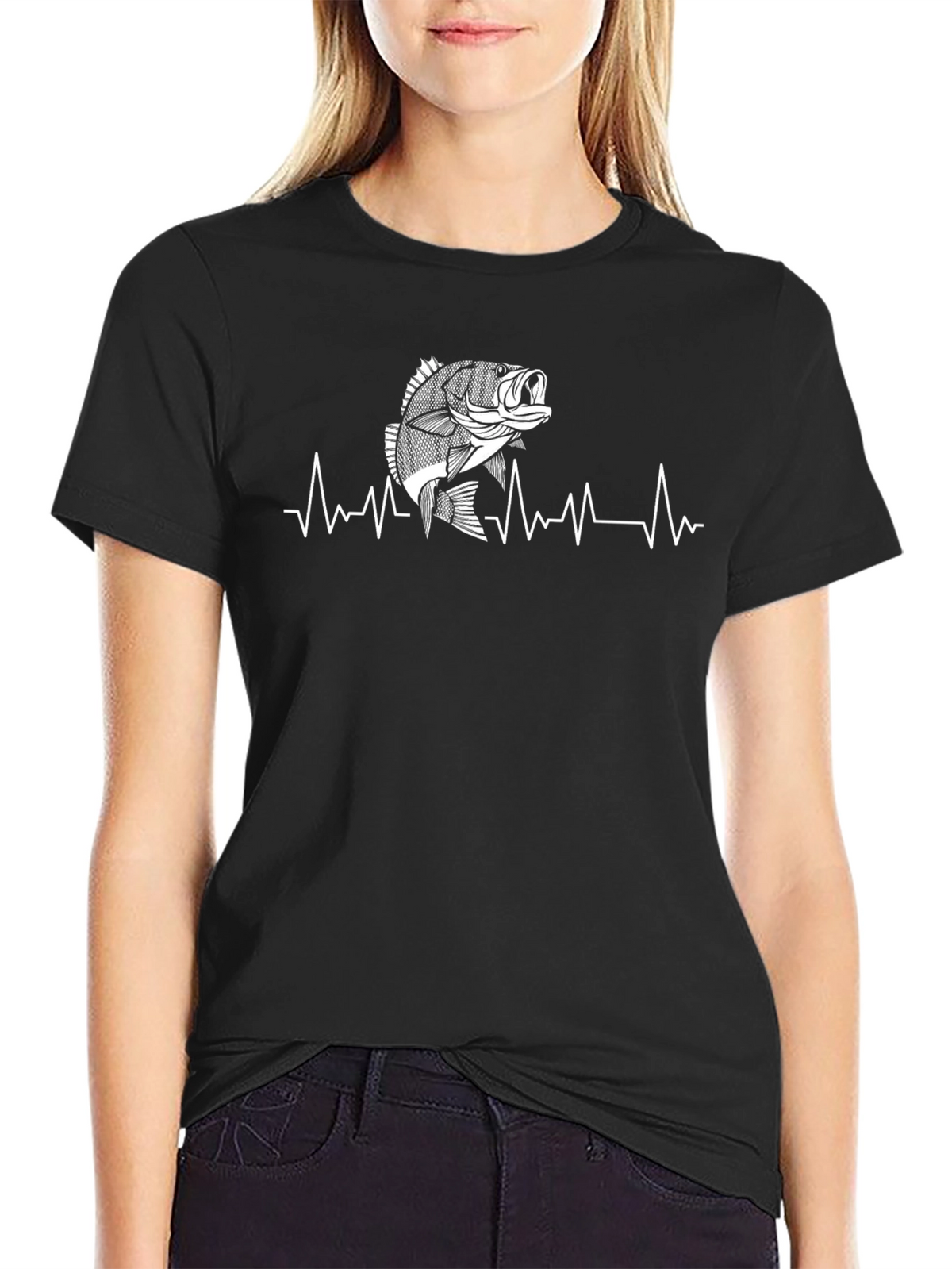 Fishing Heartbeat T-Shirt - Bass Graphic Tee
