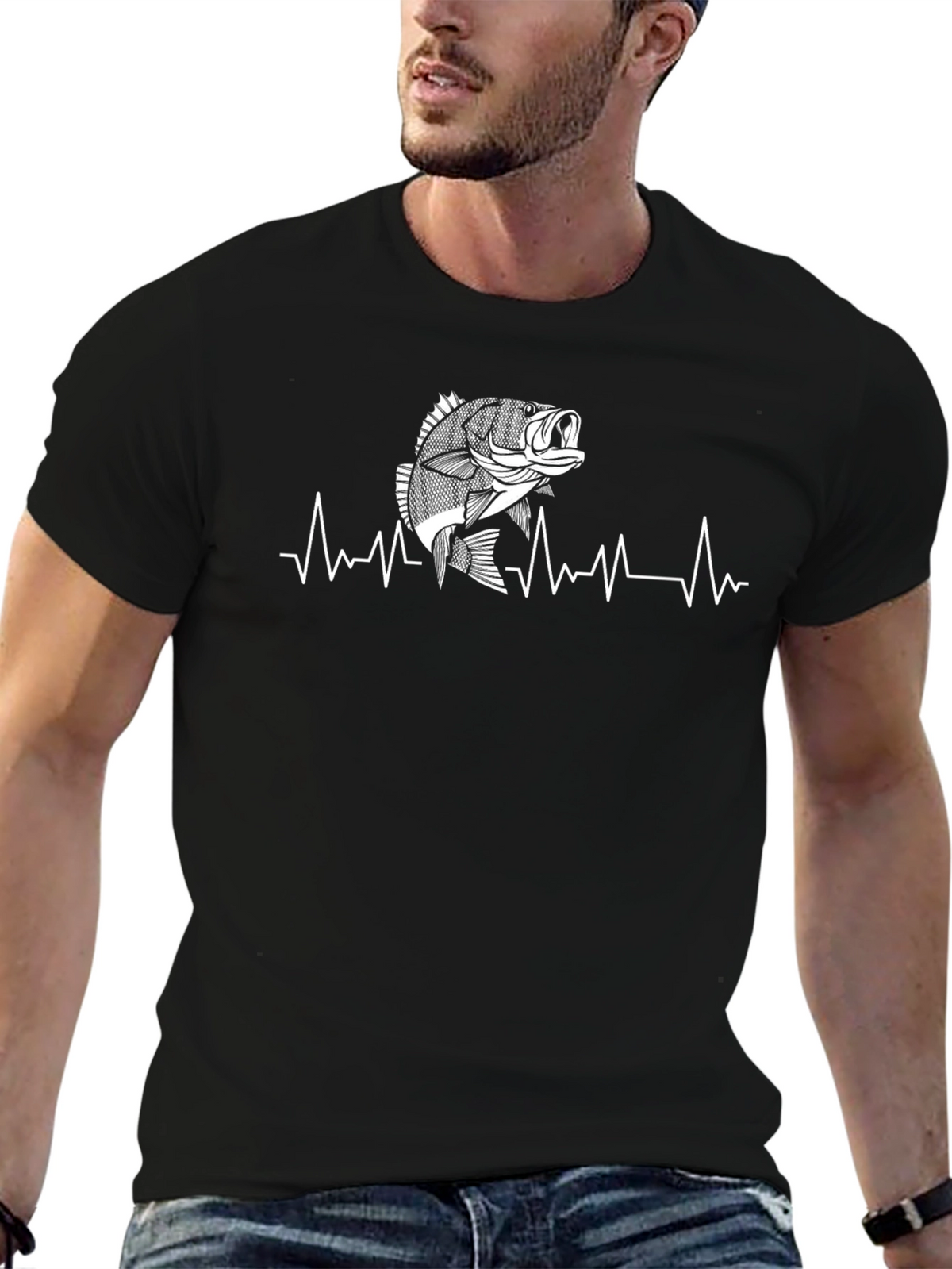 Fishing Heartbeat T-Shirt - Bass Graphic Tee