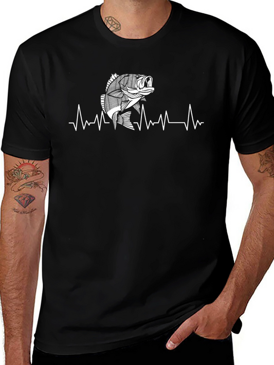 Fishing Heartbeat T-Shirt - Bass Graphic Tee