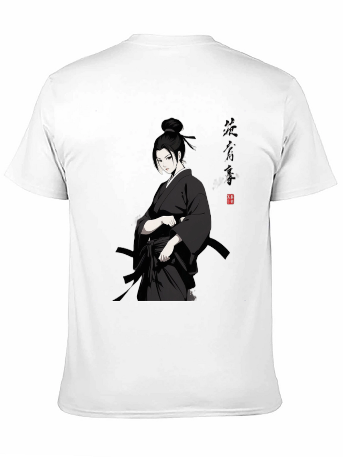 Samurai Girl T-Shirt - Black Anime Style
