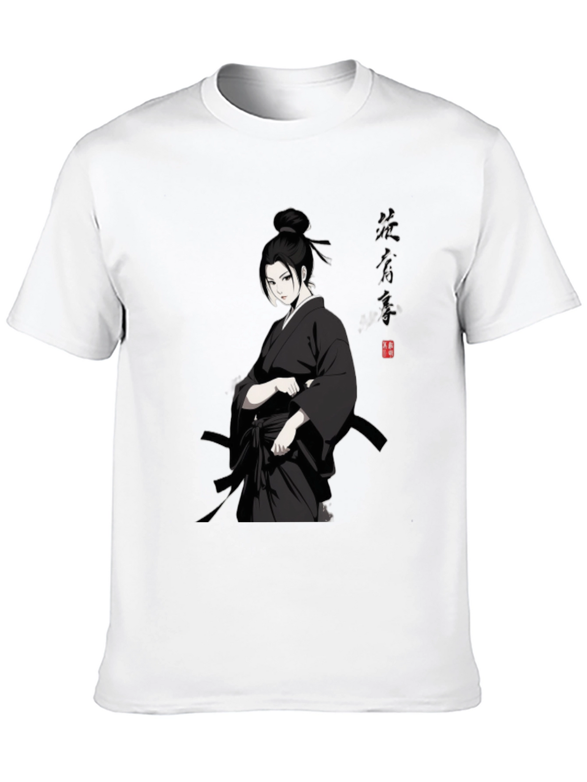 Samurai Girl T-Shirt - Black Anime Style
