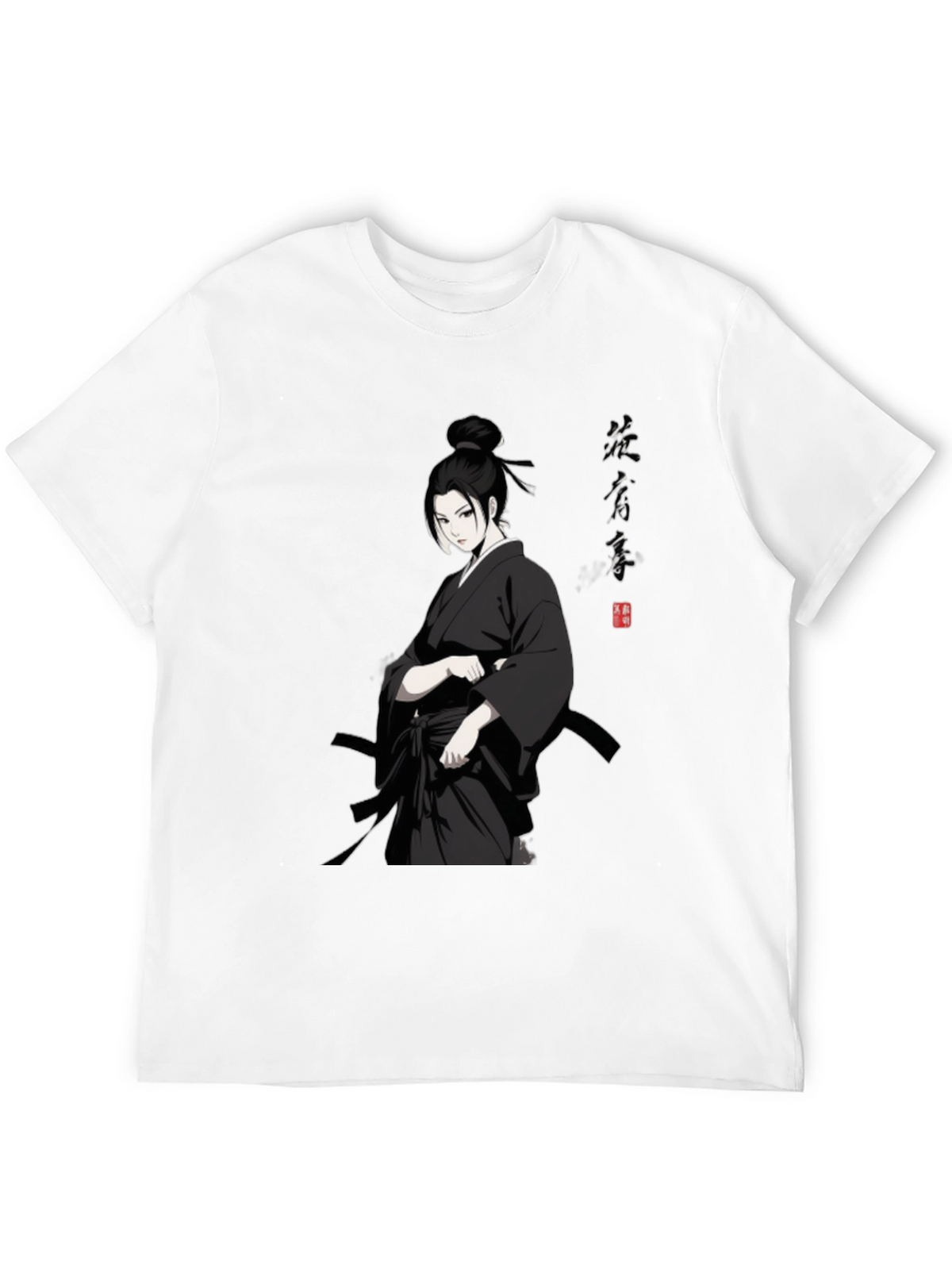 Samurai Girl T-Shirt - Black Anime Style